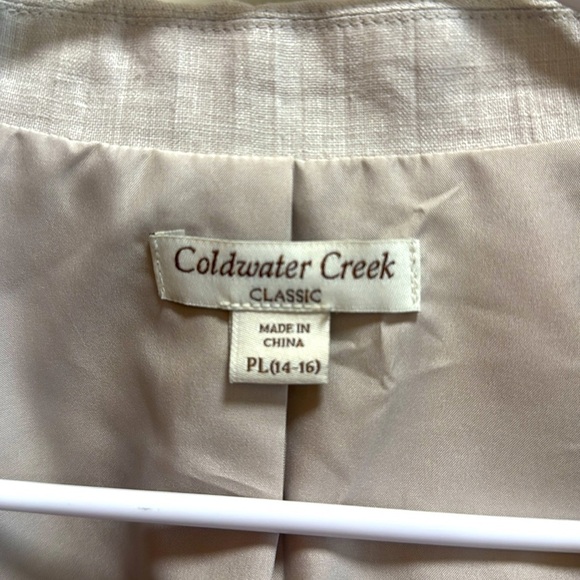 Coldwater Creek Linen Blue and Tab Patterned Blazer size PL (14-16) - Picture 3 of 6